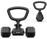 Dumbbell Kettlebell Converter by SEWD – Convert Dumbbells into Kettlebell for Home Gym Fitness – Adjustable Weights & Up to 220LB Capacity Kettlebell Handle for Weight Lifting, 90-Degree Rotating