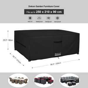Dokon Waterproof Garden Furniture Cover – Heavy Duty Oxford, Rectangular 250x210x90cm, Black