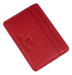 SHDESIGN Halter Red Credit/Debit/ATM Card Holder -Very Small Slim Minimalist Front Pocket Genuine Leather Wallets for Men/Women