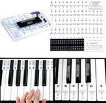 VixxNoxx Reusable Keyboard Stickers - Full Size Keyboard for 88/76/61/54/49/37 Keys, Removable Silicone Key Stickers for Beginners, Piano Note Labels with Storage Box (Black)