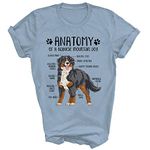 HOGOTOCLUB Funny Anatomy Bernese Mountain Dog Berner Lover Dog Mom Dad Dogs Lover Owner Unisex Shirt Gift T-Shirt (Light Blue;XL)