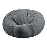 rucomfy Beanbags Soft Corduroy Goliath Giant Bean Bag Chair - Extra Large Living Room Seating Home Furniture - Machine Washable - 120 x 120 x 125cm (Slate Grey, with Matching Footstool)