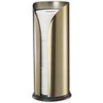 Navaris Toilet Roll Holder, Stainless Steel - Free Standing Storage Box for Up to 3 Loo Paper Rolls - Toilet-Roll Holders for Bathroom Organisation - Minimalist Design, Matte Gold