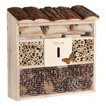 CADOCA® Insect Hotel | 30.5x31x9.5cm | Natural Wooden Bee Hotel | Bug Shelter Garden Nest Box | Wood Nesting House Butterflies Ladybirds Gardening Habitat