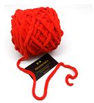 PRANSUNITA Super Thick Fluffy Jumbo Polyester Baby Blanket Chenille Yarn For Knitting, Crochet & Home Decor Projects, Afghans, Throw Pillows, Cushions & Blankets. -100 Gms 6Mm Thickness Colour Red