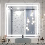 Keonjinn 36 x 36 Inch LED Bathroom Mirror LED Vanity Mirror with Lights, Wall Mounted Anti-Fog Memory Dimmable Front Light Makeup Mirrors, IP54 Waterproof & Splash-Proof Glass(Horizontal or Vertical)