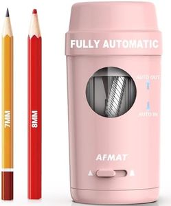 AFMAT Electric Pencil Sharpener, Auto in & Out, Fully Automatic Pencil Sharpener for Colored Pencils, Rechargeable Hands-Free Sharpeners for φ7-8mm Pencils, Good for Classroom/Home PSX8(Light Pink)