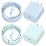 20W iPhone Charger, 2-Pack USB C Wall Charger Block PD Power Adapter Plug with 6FT Type C to L Cable Charging Cord for iPhone 14 13 12 11 Pro Max Mini Plus, XS XR X 8 7 6, iPad [Blue+Green]