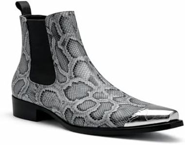 JYTDUN Men's Snake Print Chelsea Boots with Metal Pointed Toe, Slip-On Western Dress Ankle Boots for Party, Concert & Casual Wear (Blue, Standard, Adult, Men, 11, Numeric, US Footwear Size System, Medium)