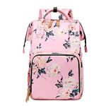 FANDARE Nappy Backpacks Baby Changing Bag Fashion Diaper Bag with USB Charging Port Earphone Jack Travel Daypack Large Multi-Function Rucksack for Mom Durable Nylon Pink