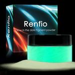 Renfio 3.5oz/100g Glow in The Dark Pigment Powder, Luminous Powder Resin Color Pigment, Fluorescent Pigment Dye for Epoxy Resin, Slime, Acrylic Paint, Nail, Fine Art - White to Mint