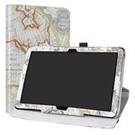 MediaPad M5 Lite Rotating Case,LiuShan 360 Degree Rotation Stand PU Leather with Cute Pattern Cover for 10.0" Huawei MediaPad M5 Lite 10-Inch Android Tablet,Map White