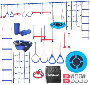 65 FT Ninja Warrior Obstacle Course Swing Set for Kids with 12 Obstacles,Playset with Monkey Bars for Backyard