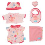 Manhattan Toy Stella Welcome 6 Piece Bringing Home Baby Doll Set with Hat, Bib, Onesie, Cardigan, Magnetic Pacifier and Blanket