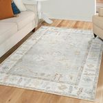 Luria Rugs Machine Washable 6'6" x 9' Non-Slip Medium Area Rug for Living Room, Bedroom, Dining Room - Oushak Vintage, Aria Collection (Beige/Grey)