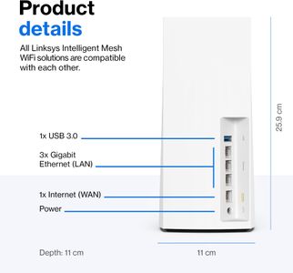 Linksys Velop WiFi 6 Mesh System 3-Pack – Whole Home Coverage
