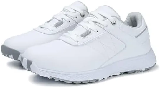 WOLFWAY Women's Spikeless Golf Shoes Waterproof Wears Ladies Golf Sport Sneakers Training Walking Shoe Size 9.5 (White 42)