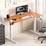 Lukzer Electric Automatic Height Adjustable Sit Stand Desk | Ergonomic Study Table with Digital Display & Memory Preset Option for Home Office (EST-003/White & Oak Brown/120 x 60 cm) 3 Years Warranty