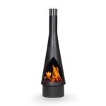 Dellonda Outdoor/Garden/Patio Conical Chiminea, Fireplace, Fire Pit, Heater, H127cm - Black Steel - DG109