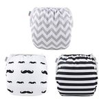 Alva Baby Swim Diapers 3pcs Reuseable Washable & Adjustable for Swimming Lesson & Baby Shower Gifts 0-2 Years Baby Boy Girl3SWY01