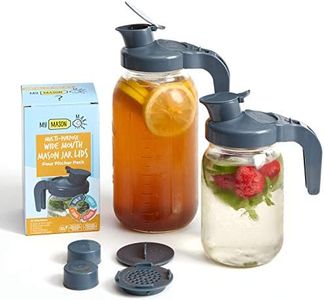 My Mason Makes Mason Jar Drinking Lids and Mason Jar Pour Spout Lid - 2 Mason Jar Pitcher Lid, 2 Flip Caps and Pour Spouts, Perfect Fit for Half Gallon Mason Jar with Wide Mouth. Ideal for Shaker Store Lids.
