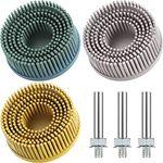 3 Pieces 2 Inch Bristle Disc Assorted Grit 50# 80# 120# Coarse Bristle Disc Attachment Abrasive Coating Removal Disc with 1/4 Inch Round Shank (50# 80# 120#)