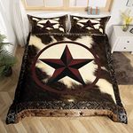 Erosebridal Rustic Cow Duvet Cover Twin for Cowboy,Western Texas Star Bedding Cabin Vintage Cowhide Comforter Cover,Farm Style Highland Cow Bed Sets with 1 Pillowcase Bedroom Decor