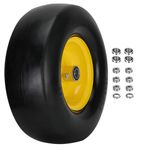 Upgrade 13x5.00-6 Flat Free Lawn Mower Tire and Wheel with 3/4" & 5/8" Bearing, Zero Turn Mower Front Solid Tire Assembly for Commercial Grade Lawn, Garden Turf, 3.25"-6" Centered Hub