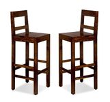 SHRI MINTU'S ART Solid Sheesham Wood Bar Chair Set of 2 Combo for Outdoor | Long Bar Counter Chairs with Leg/Foot Support for Restaurants | Rosewood High Bar Chair Set of Two | Walnut Finish