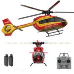 Ssccgym H145 C190 Remote Control Helicopter Aircraft for Adults Beginners 2-Battery 6CH RC Heli Single Rotor No Ailerons Maintain Altitude Hover/Optical Flow Positioning RTF 335MM (Yellow)