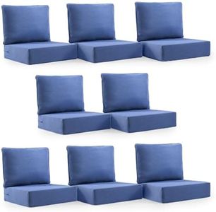 Outdoor Cushion Set for Furniture patio furniture,UV Resistant,Waterproof outdoor cushion set - 6 Inch thick foam garden cushions– 24x24 Inch Patio Seat Covers for Chair/Sofa/Couch | blue | 8-pack |