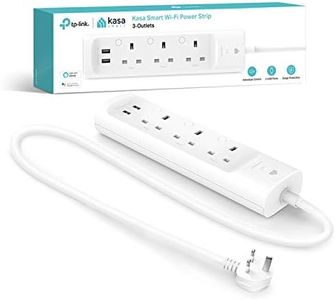 TP-Link Kasa WiFi Power Strip 3 outlets with 2 USB Ports, equipped with ETL certified surge protection shields, control from anywhere, voice control, no hub required (KP303) (UK Version)