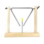 LOONELO Musical Triangle Instruments with Striker and Wooden Stand,Hand Percussion Triangles Musical Instrument for Kids Children Music Enlightenment (wood-2)