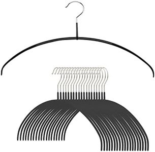 Mawa by Reston Lloyd Euro Ultra Light/Thin Series, Non-Slip Space-Saving Clothes Hanger for Shirts & Dresses, Style 40/PT, Set of 20, Black