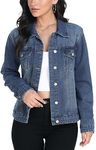 MISS MOLY Jean Jackets for Women Distressed Long Sleeve Ripped Denim Jackets Blue 2XL