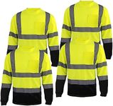 CAMNWAMN Apparel High Visibility Shirts, Long Sleeve Hi Vis Reflective Safety Shirts with Pocket for Men (Medium, Yellow+Black 4 Pack)