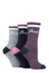 Jeep Ladies Performance Full Cushion Boot Socks Pack of 3 Navy/Rose/Cream 4-8