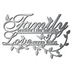 CREATCABIN Family Where Life Begins Love Never Ends Word Sign Metal Wall Decor Home Family Wall Art Decorations for Living Room Bedroom Kitchen Indoor Outdoor Garden 11.8 x 7.9 Inch Silver