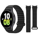 HITZEE Bands Compatible with Samsung Galaxy Watch 6 Band 40mm 44mm/Watch 6 Classic 43mm 47mm/Watch 5/Watch 4, 20mm Silicone Magnetic Sport Strap Bracelet for Galaxy Watch 5 Pro/4 Classic, Black