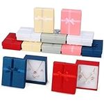 Kurtzy 12 Pack Paper Jewellery Display Gift Boxes - 8.5 x 6.5 x 2.5cm/3.34 x 2.55 x 0.98 Inches - 6 Colours - Cardboard Packaging Box Set with Foam Inserts for Earrings, Necklaces, Bracelets & Rings