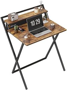 CubiCubi Small Folding Computer Desk 76 cm with Shelf and Storage Bag, No Assembly Required, Home Office Writing Desk, Small Study Table,Brown
