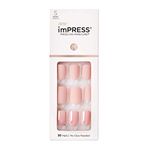 KISS imPRESS Press-On Manicure, Keep in Touch, Short Length Square, with PureFit Technology, Includes Prep Pad, Mini File, Cuticle Stick, and 30 Fake Nails