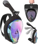 Aleoron - Foldable Snorkel Mask Full Face for Adults - Latest Dry Top System 180 Panoramic Snorkeling Mask with Camera Mount Safe Breathing Anti Fog