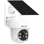 ANRAN Security Camera Wireless Outdoor, 2K Solar Outdoor Camera with 360° View, Smart Siren, Spotlights, Color Night Vision, PIR Human Detection, Pan Tilt Control, 2-Way Talk, IP65, Q1 White