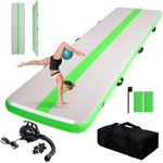 FEATH-R-LITE 13ft Inflatable Gymnastics Tumble Track Tumbling Mat 4in Thick Air Floor Tumble Track with Electric Pump for Cheer Leading/Gymnastics/Beach/Gym/Home(Green)