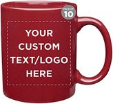 Custom Ceramic Coffee Mugs 11 oz. Set of 10, Personalized Bulk Pack - Coffee cup set, Iced coffee cup, Gaming mug - Maroon