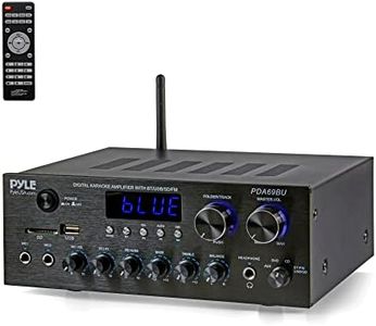 Pyle Bluetooth Home Audio Amplifier Receiver Stereo 300W Dual Channel Sound Audio System w/MP3, USB, SD, AUX, RCA, MIC, Headphone, FM, LED, Reverb Delay, for Home Theater Speakers, Studio - PDA69BU