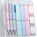 Four Candies Pastel Mechanical Pencil Set - 3PCS 0.5mm Mechanical Pencils with 360PCS HB Lead Refills, 3PCS Erasers & 9PCS Eraser Refills, Cute Colored Mechanical Pencils for Drawing & Writing