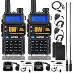 BAOFENG 5RX Ham Radio Dual Band 144-148MHz 430-450MHz Baofeng UV-5R Upgraded Wakie Talkies Long Range Baofeng Radio with Rechargeable 1800mAh Battery, High Gain Antenna, Speaker Mic 2Pack