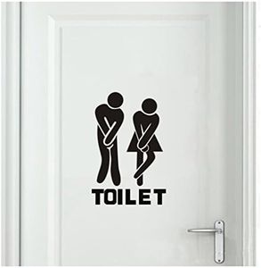 Bestjybt DIY Removable Washroom Toilet Bathroom WC Sign Door Accessories Wall Sticker Home Decor